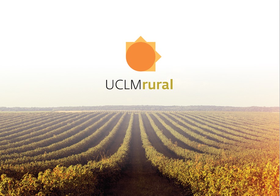 imagen de campo y sol con logo UCLMrural