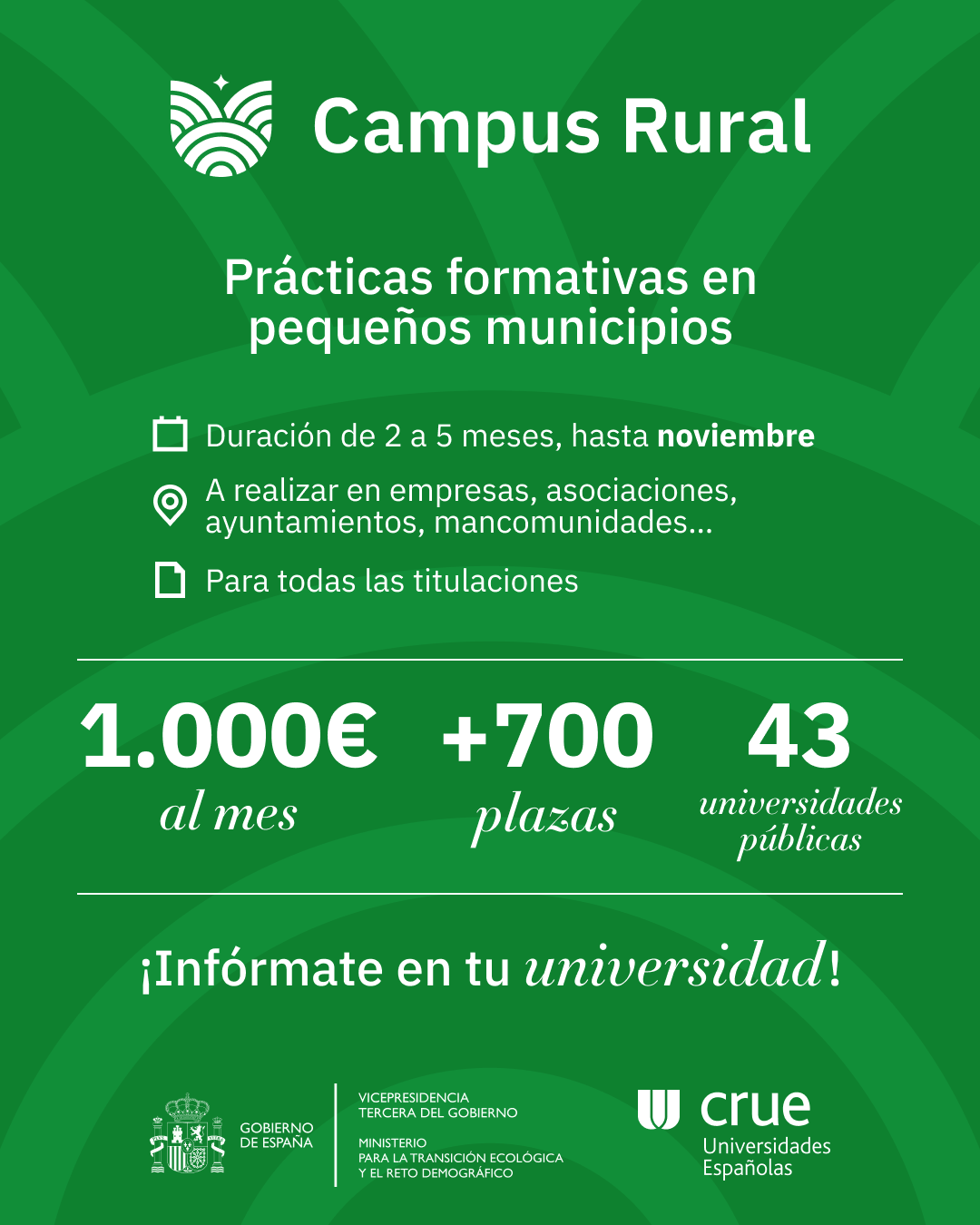 Cartel campus rural que indica las cuantías y becas