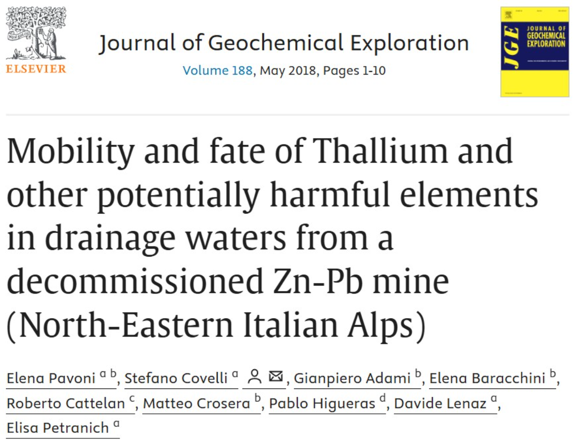 Movilidad y destino del talio y de otros elementos potencialmente nocivos en las aguas de drenaje de una mina de Zn–Pb clausurada (Alpes nororientales italianos)