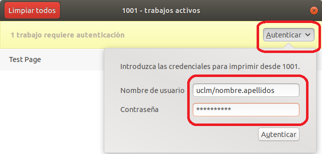 Petición de usuario/clave cuando desee eimprimir
