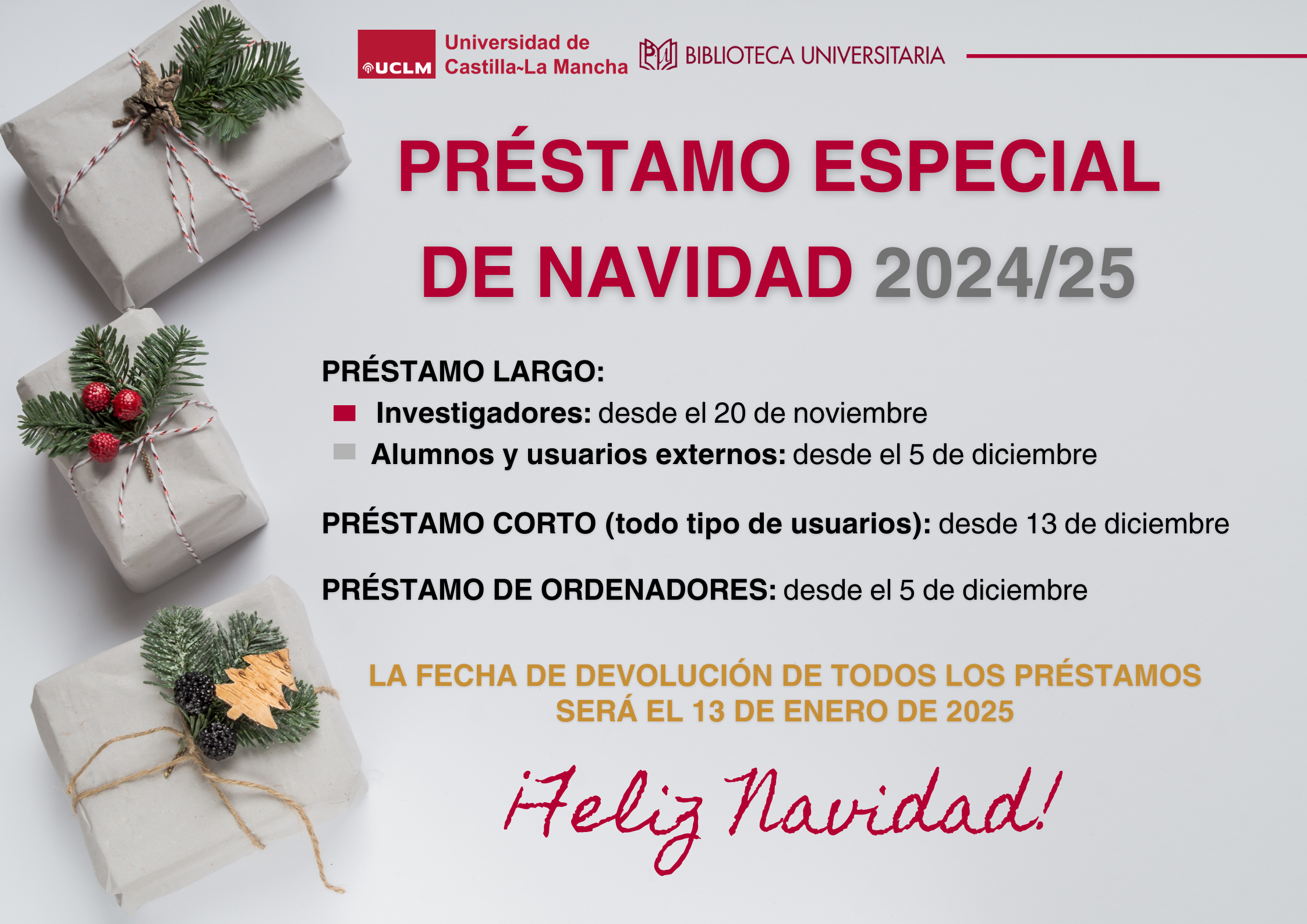 Cartel préstamo de Navidad 2024. BUCLM